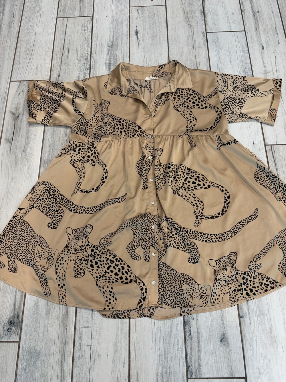 entro Beige & Black Leopard-Print Mini Dress